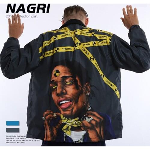 Mens Loose Hip Hop Windbreaker Streetwear Jacket Coat Stand Collar Punk Coats Rock Slim Fit 2Colors New 2020