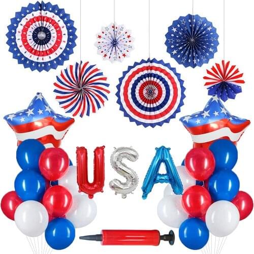American Independence Day Holiday Decoration 16-Inch USA Aluminum Film set Balloon Five-Pointed Star Flag party decor