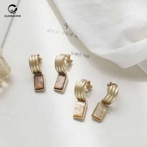Non allergic needle Korean dongdamen Retro Matte metal Resin Acrylic Earrings Female Simple earrings Free shipping 753
