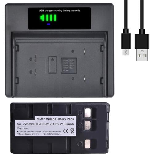 BN-V12U VW-VBS1E Ni-Mh Video Battery + Charger with Type-c and USB Port for JVC BN-V10U, BN-V11U, BN-V12U, BN-V14U, BN V15 V18U