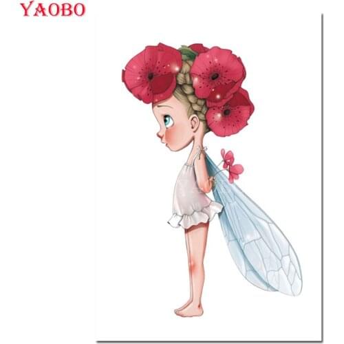 Yao Bo Official Store Diamond Painting Cartoon Fairy Elf Girl Diamond Embroidery Full Set Diamond Mosaic Rhinestone Decorations