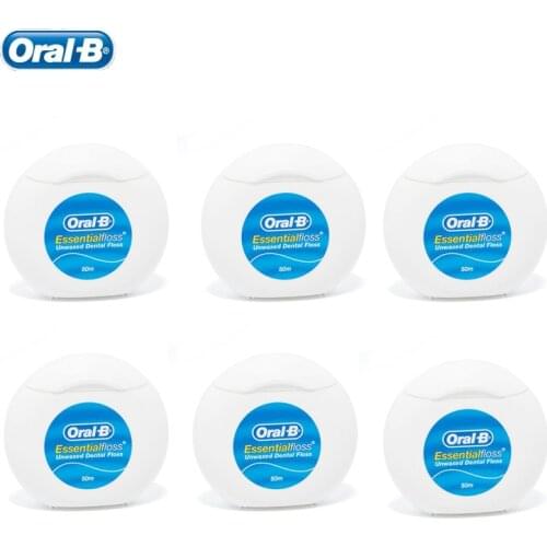 Oral B Essential Floss Unwaxed Dental Flosser Oral Hygiene Interdental Brush Teeth Stick Tooth Thread Pick Toothpicks 50m X 6