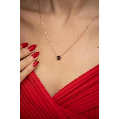 925 sterling Silver For Women Ship Rudder Pattern Rose Plated Black Zircon Silver Necklace Elegant Design Quality 2021 Trend fashion