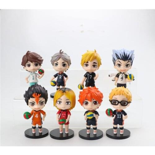 FigureCrazy 8 Pcs/Set Haikyuu Hinata Shoyo Oikawa Tooru Kenma Kei Cute Ver. PVC Action Figure Tobio Kenma Model Toy Gift 10cm