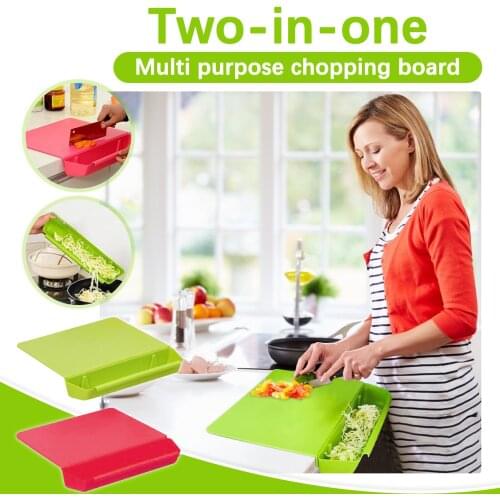 Kitchen Practical Two-In-One Storage With Vegetable Storage Trough Cutting Board Plastic Detachable Cutting Chopping Board Durab