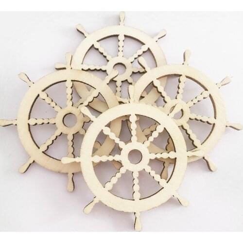 10Pcs Wooden Anchor Shape Crafts Unfinished Wooden Gear Puzzle Buttons Unfinished Wood Pieces Crafts DIY Painting Decoration