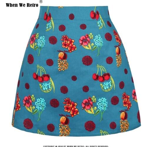 Retro Steampunk 50S Retro Vintage Floral Cherry Skirt SS0008 Women Summer Mini Skirt Ladies Beach Short Sexy Skirts rokken
