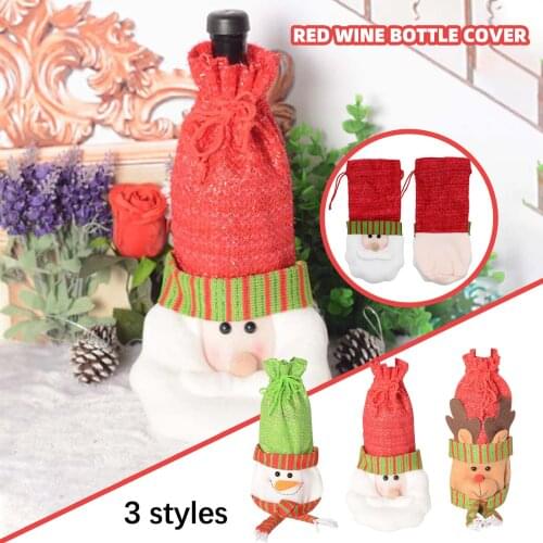 Christmas Wine Set Decoration Wine Bottle Set Holiday Atmosphere Xmas New Year Party Decorations