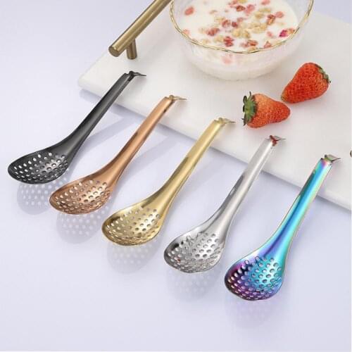 Serving Spoon Manual Hollow Stainless Steel Thickened Sauce Strainer Spoon for Home