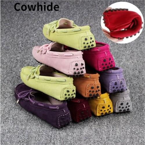 Women Shoes Leather Round Toe Non-slip Women Shoes Casual Loafers Comfortable Ballet Flat Shoes Womens Shoes Flat Driving Shoes