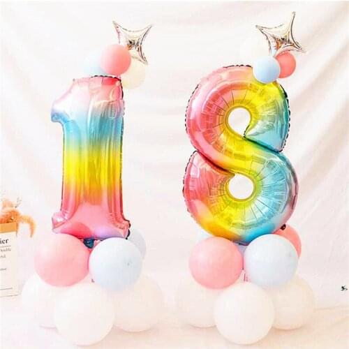 32inch Foil Number Balloons Latex Balloons Confetti Air Balloons Happy Birthday Wedding Party Supplies Rose Gold Helium Balloons