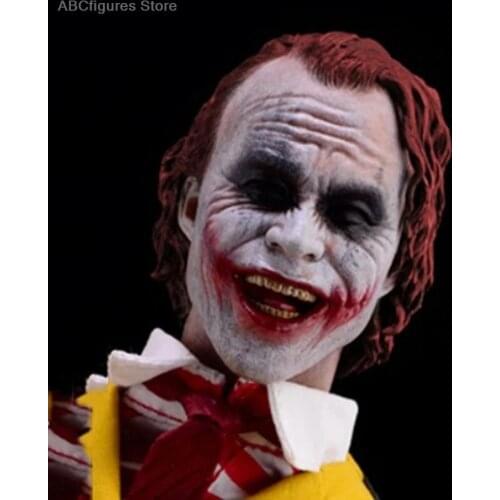 1:6 Scale Male Smiley Clown Head Sulpt Red Haire Uncle Burger Carving Model for 12inches male body figure