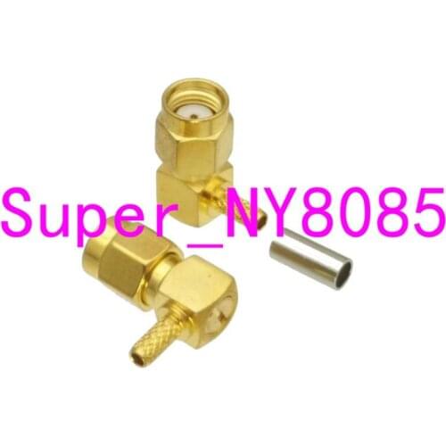 10pcs RP-SMA male jack crimp RG174 RG316 LMR100 Cable RF connector right angle