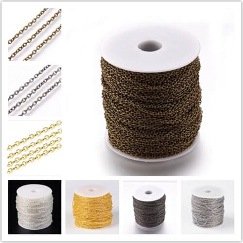 100M/roll 3x2x0.5mm Unwelded 5 Colors Iron Cross Chain Come On Reel Chains DIY Necklace Bracelets Findings Accessories PANDAHALL