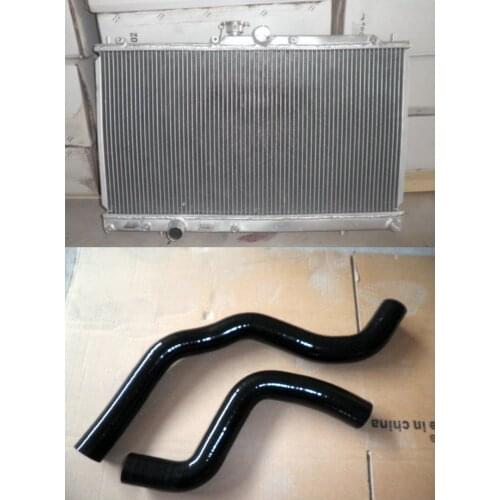2row Racing ALUMINUM RADIATOR+SILICONE HOSE FOR 03-06 MITSUBISHI LANCER EVO 8 VIII CT9A 4G63T 2.0L L4 TURBO