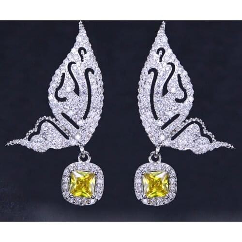 2021 Fashion Jewellery Statement Butterfly Crystal Dangle Earrings For Women Brand Designer Earings Female Wedding Earrring