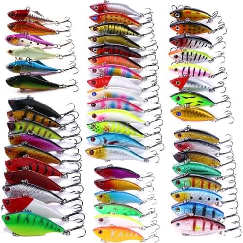 52Pcs Mixed Set VIB Bait Crankbait Fishing Lure Hard Swimbait 3D Eyes Artificial Bait Wobblers Fishing Tackle