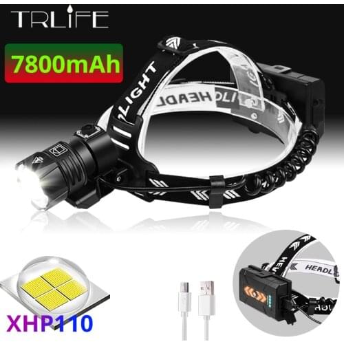 7800mAh Powerful XHP110.2 Led Headlight XHP70.2 Brightest Headlamp USB Rechargeable COB Work Head Lamp Flashlight for Fishing