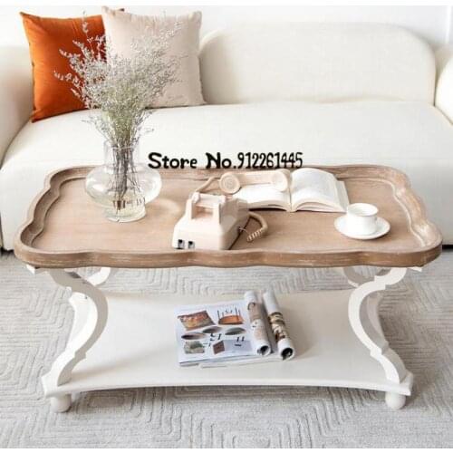 American Creative White Square Living Room Small Family Sofa Tea Table French Retro Low Table B & B Furniture