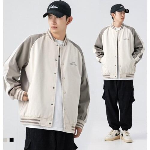 H3613 Baseball Jackets For Men Built-In Pocket Trendy Youthful Hip Hop Streetwear Harajuku Style Contrast Color Casual Male Coat