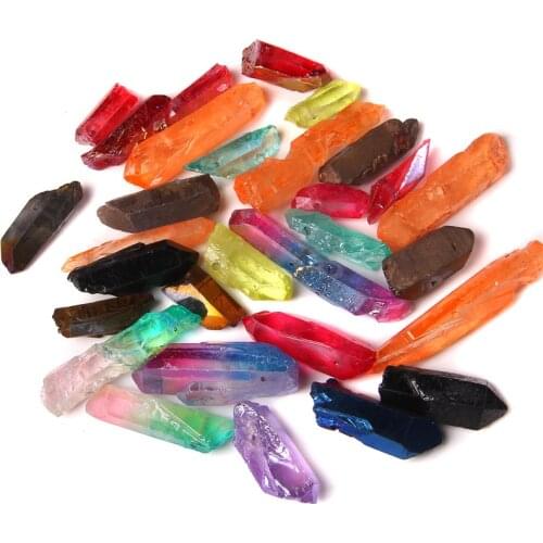 10 pcs 6-10MMX25-40MM Natural Point Quartz Beads Drilled Rectangle Rough Stick Loose Stone Bead For DIY Making Jewelry Graduated