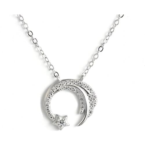 Moon Star Silver Color Meteor Garden Slip Falling Meteor Micro-Inlaid Clavicle Chain Temperament Female Necklaces