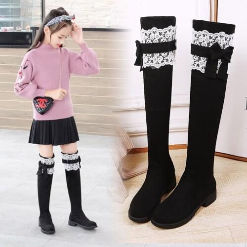 Koovan Childrens Boots Girls Over The Knee Boots 2021 Autumn Winter Children Elastic Large Childrens Princess Boots Students