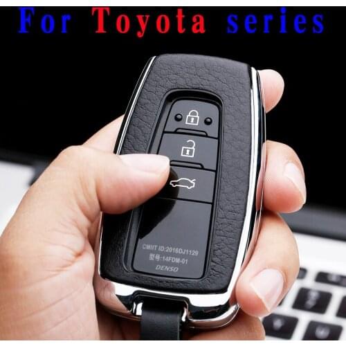 For Toyota Camry Mark X RAV-4 PRADO COROLLA HIGHLANDER 2 3 Buttons Keyless Galvanized Alloy Leather splicing Car Key Cover Case