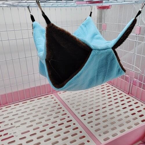 Double Small Pet Sleeping Bag Mini Animal Cage Hanging House Winter Keep Warming Bed for New Born Pet Hamster Hammock
