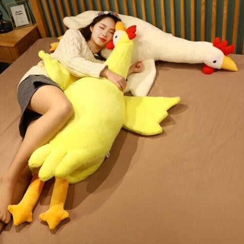 135cm Giant Wings Yellow/White Chickens Plush Toy Stuffed Animal Cock Doll Sleep Long Cushion Boyfriends Pillow Birthday Gift