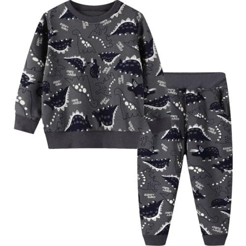 Jumping Meters New Dinosaur Childrens Clothing Sets Fashion 2020 Boys Girls Outfits Animals Print 2 pcs Sets Sweatshirts Pants