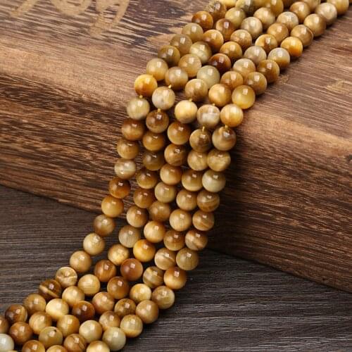 KANGKANG 2019 Trend 8 mm light yellow tiger eye Natural Stone Bead For Jewelry Making Handmade DIY charm Bracelet Necklace 15