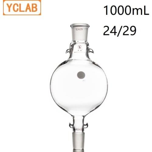 YCLAB 1000mL Liquid Storage Ball 1L Chromatography Reservoir Flask 24/29 Ground - In Mouth Borosilicate 3.3 Glass Labware