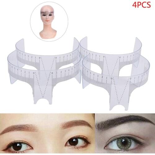 4pcs New Reusable Eyebrow Ruler Tool Permanent Makeup Eyebrow Grooming Tattoo Stencil Shaper Rule Measure Tool Makeup Measures