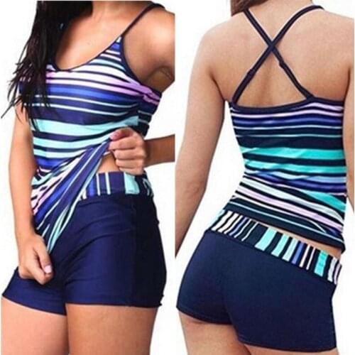 Swimsuit Women Black Criss Cross Tank Top with Shorts Summer Beachwear Sportswear Swimsuit Women Bathing Suit Swimwear Women