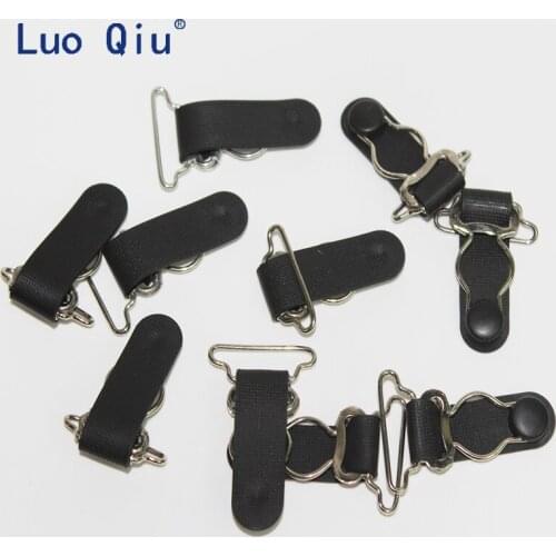 Luo Qiu 50 pcs/lot 25mm Plastic Metal Black Corset Leg Garter Belt Clip Hooks suspender clip Ends Hosiery Stocking Grips