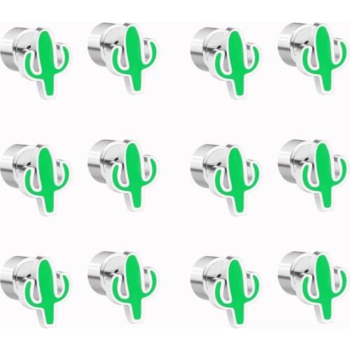 LUXUKISSKIDS 12Pairs/Lot Cactus Shape 8mm Silver Color Kids Stud Earrings For Woman Korean Stud Christmas Earring Set Wholesale
