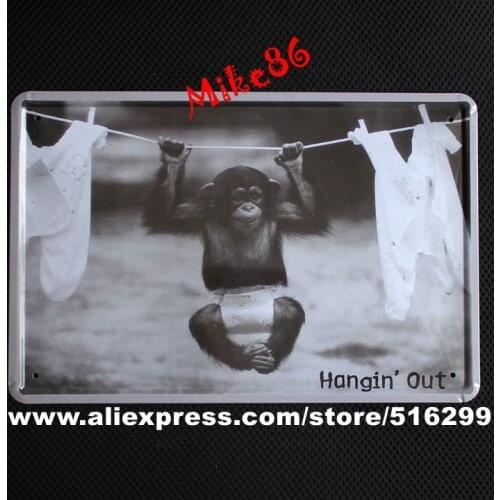 [ Mike86 ] Monkey Hanging out Metal signs Art wall decor Home DecorRestaurant Iron Paintings A-1 Mix order 20*30 CM