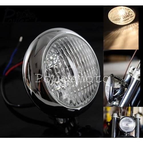 Motorcycle Chrome Aluminum Headlight 4.5" H4 Hight Low Beam Headlamp For TRI XS650 Bobber Chopper Cafe Racer