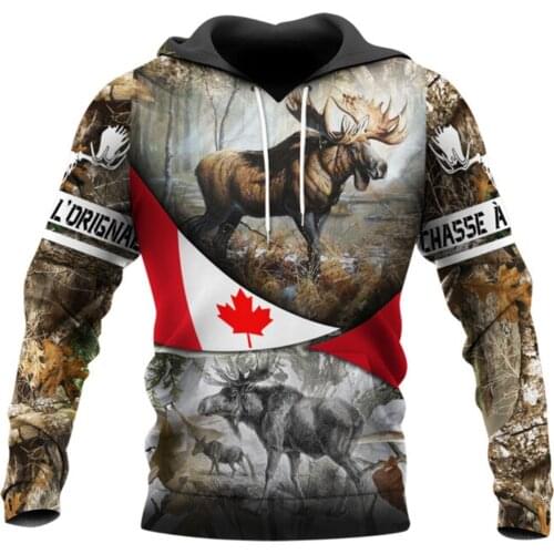 Moose Hunting Mens 3D Print Casual Hoodies Harajuku Pullover Unisex Hood Sweatshirt Zip Jacket Hip-Hop Women Autumn Streetwear 3