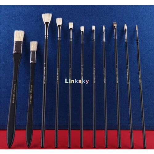 Maries Black Knight Gouache Pen Set, Bristle Acrylic Oil Painting Brush, Horse Hair Brush, Flat, Round ,fan Pen Nylon Pen