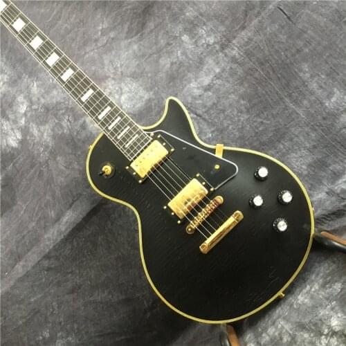 New style,black color electric guitar,black pickguard relic guitar ebony fingerboard. real photo