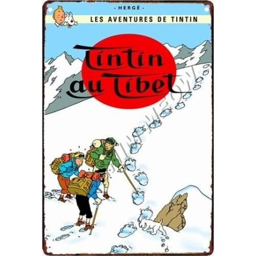Tintin Catoon Movie Tin Sign Metal Plate Vintage Wall Art Poster Iron Painting Bar Coffee Kids Room Wall Craft Home Decor WY66