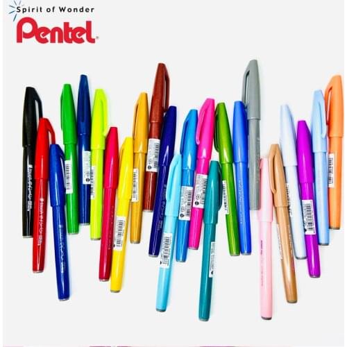 Pentel Soft Pen Touch SES15C New Color Fiber Head Pen Brush Hand Account Greeting Card Flower Art Word Quick-drying Pigment Ink