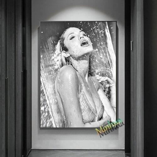 Angelina Jolie Poster Sexy Hot Movie Star Black And White Canvas Art Prints Portrait Pictures Wall Art Decor Mural Gift