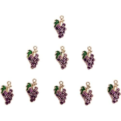 10Pcs/lot Alloy Enamel Grape Fruit Charms Pendants Craft DIY Jewelry Findings