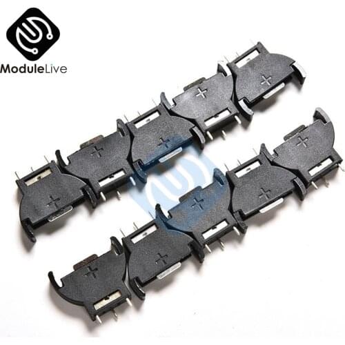10PCS CR2032 2025 CR2025 Half-Round Battery Coin Button Socket 3 PIN Holder Case 3pin 3V Cell Coin Battery Socket Holder Case