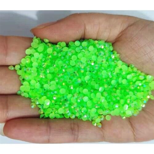 Jelly Grass Green AB Color 2mm,3mm,4mm,5mm,6mm Facets FlatBack Resin Rhinestone Nail Art Garment Decoration Stones/Beads