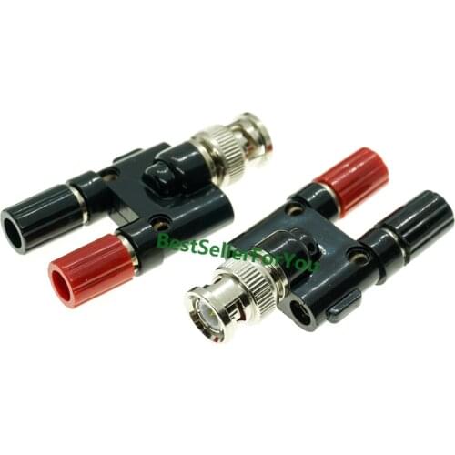 Connector BNC Male Plug To Two Dual 2X Banana Female Jack Coaxial Adapter Connector New