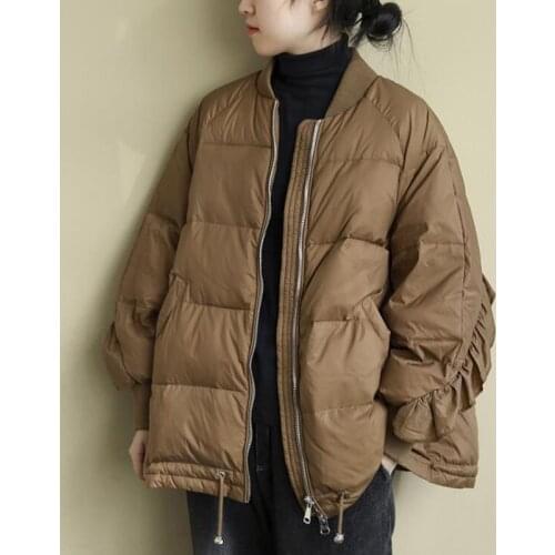 SEDUTMO 2020 Winter Fashion Duck Down Jackets Women Ruffles Warm Coat Casual Autumn Patchwork Oversize Parkas ED1334